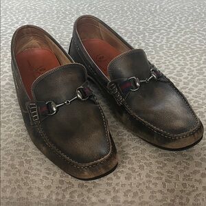 Martin Dingman Distressed Brown Leather Loafers